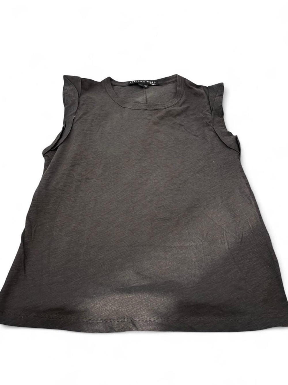 Veronica Beard Sleeveless Ruffle-Trim Tank Top — Black
